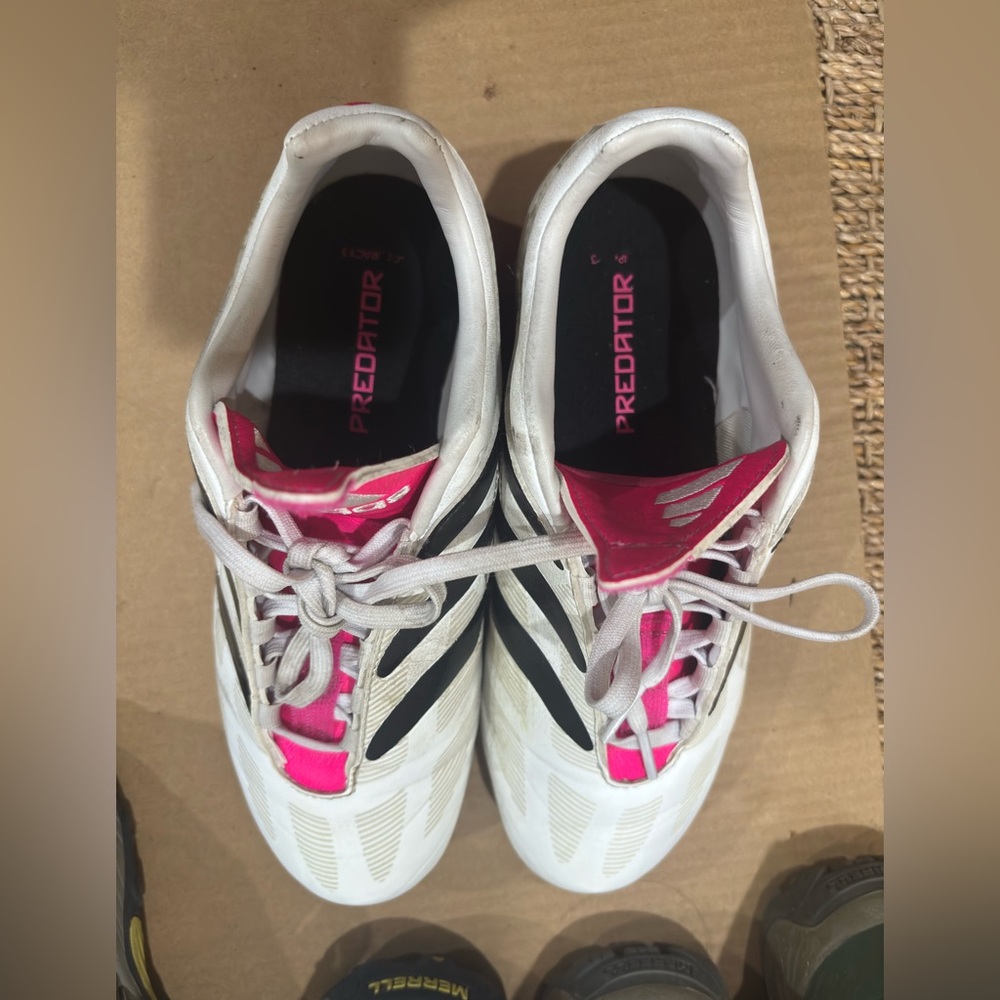 Adidas Predator Pink and White Cleats